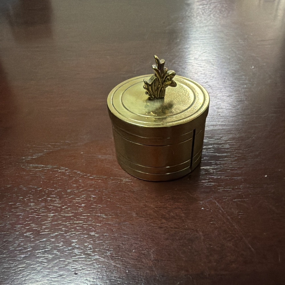 Vintage Brass Desktop Stamp Roll Dispenser Box  Decoration.